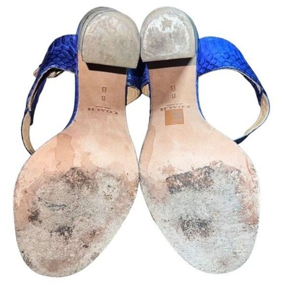 Coach Lexey Royal Blue High Heeled Sandals with Thick Block Heel and Open Toe De - Picture 5 of 5